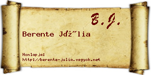 Berente Júlia névjegykártya